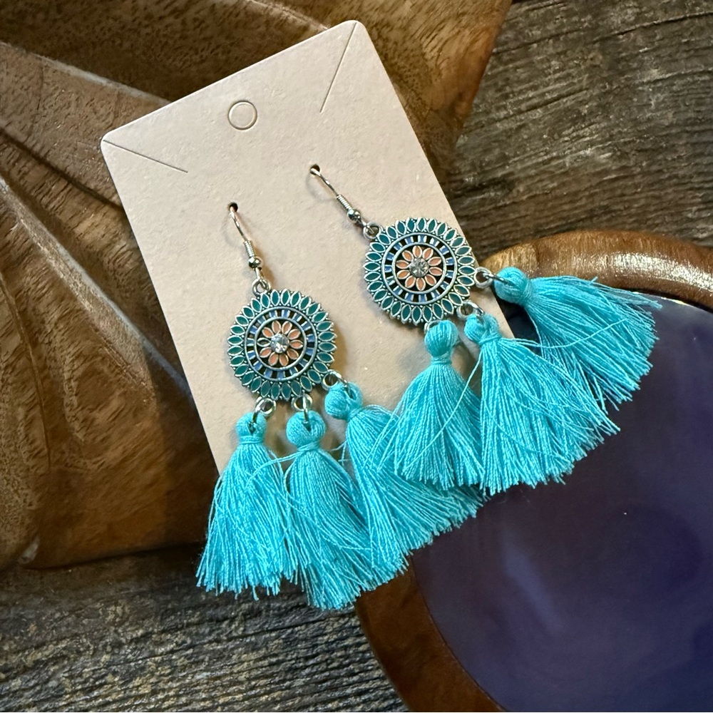 Turquoise Tassel Earrings